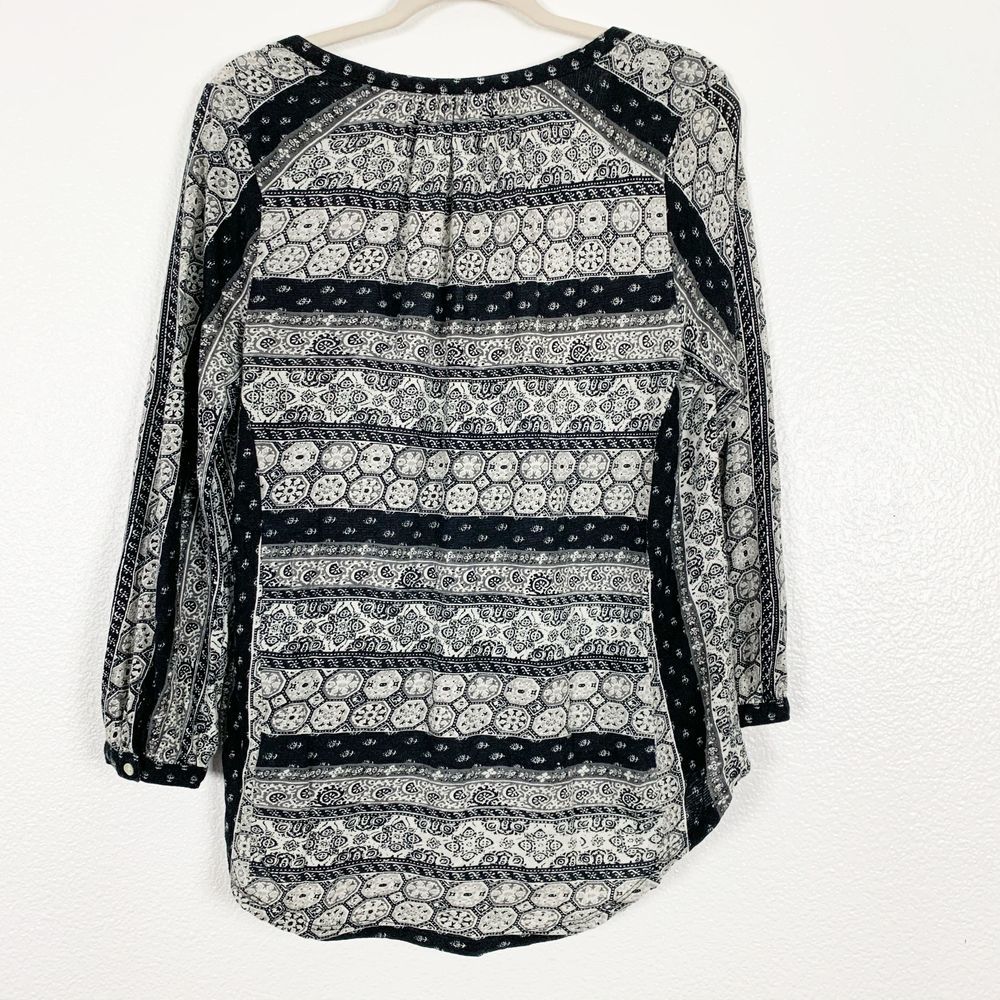 Lucky Brand Black Boho Long Sleeve Blouse Medium - Picture 2 of 8